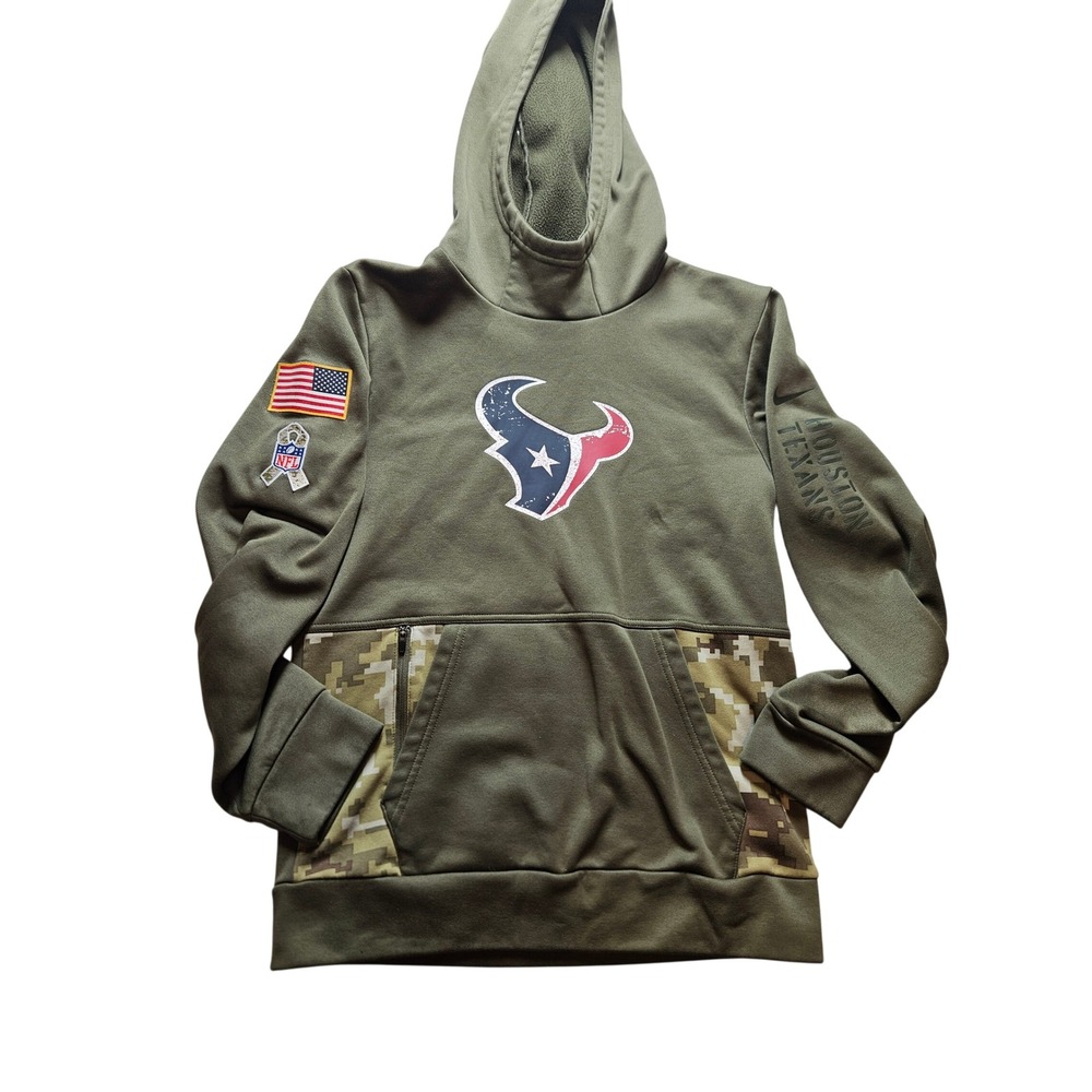 Nike Houston Texans Salute to Service Hoodie Olive Green Youth Medium M 10-12